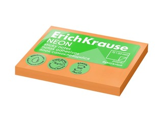 Sticky notes ErichKrause, neon orange, 50x75mm, 100 sheets
