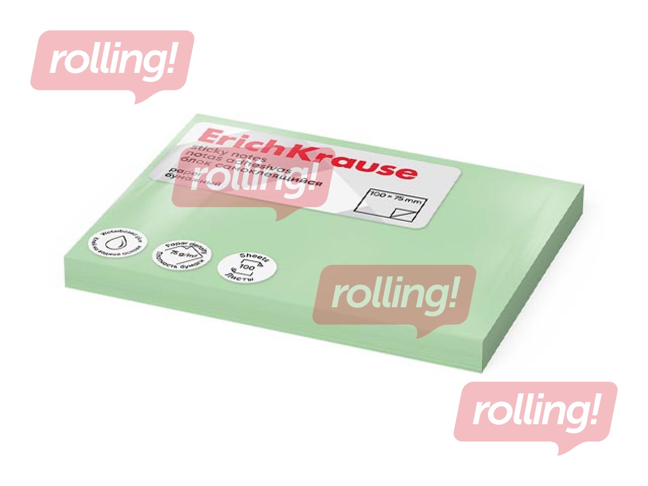 Sticky notes ErichKrause, pastel green, 100x75mm, 100 sheets