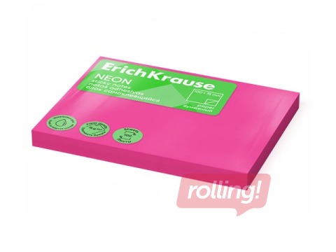 Sticky notes ErichKrause, neon pink, 100x75mm, 100 sheets