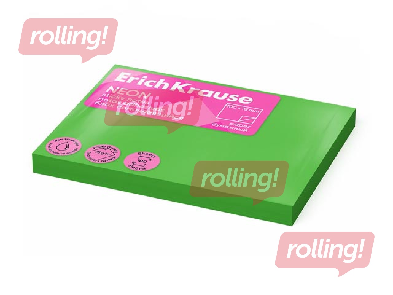 Kleepmärkmed ErichKrause, neoonrohelised, 100x75mm, 100 lehte