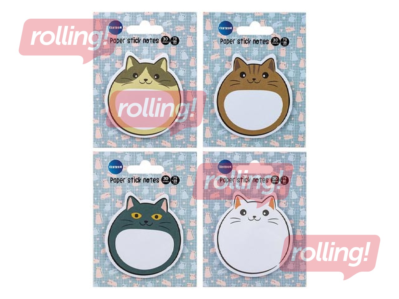 Sticky notes set Cute Cat, 75×81mm, 30 sheets