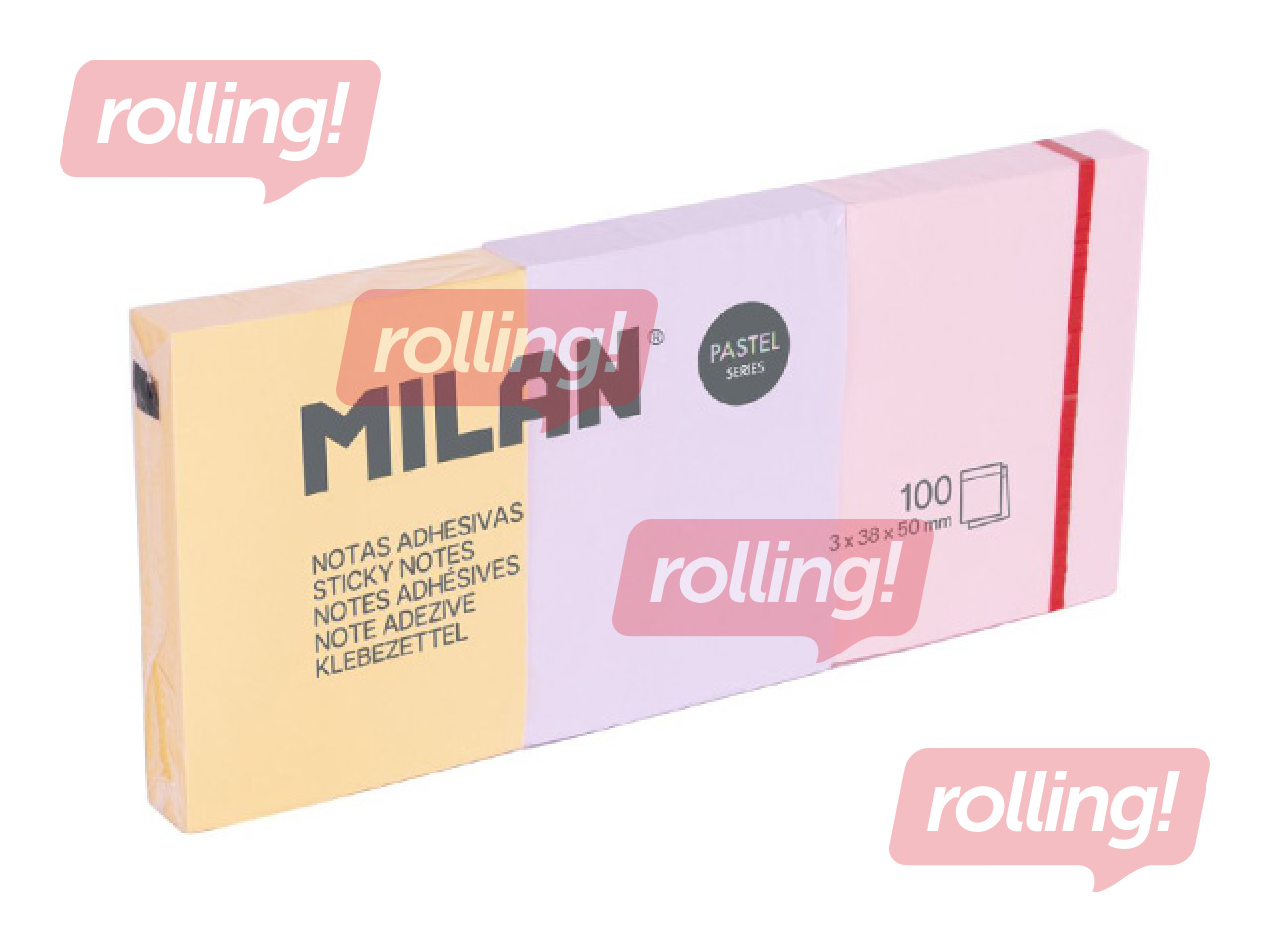 Kleepmärkmed Milan pastelltoonides, 38x50mm, 3x100 lehte