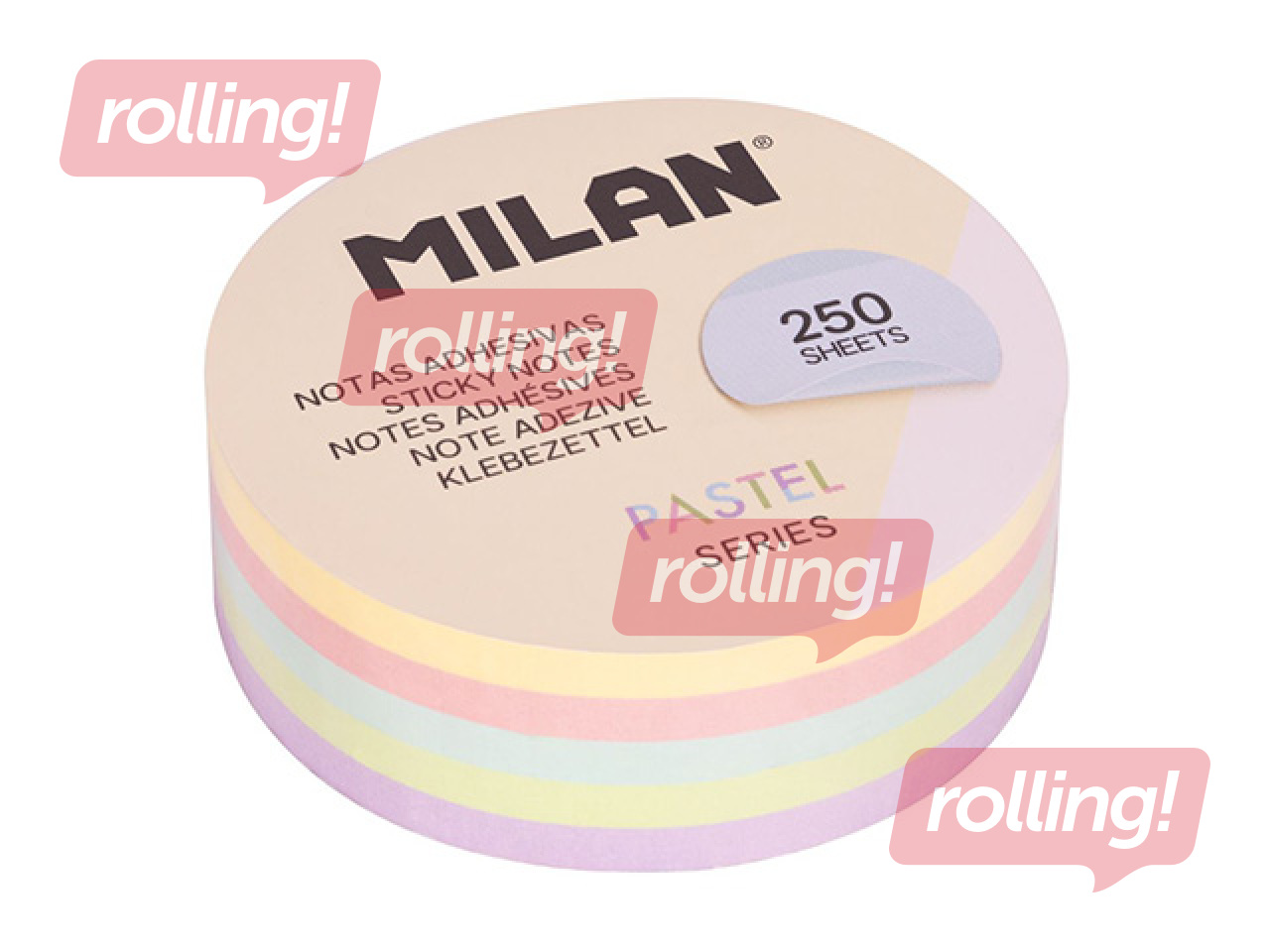 Kleepmärkmed Milan, Ø67mm, pastelltoonides, 250 lehte