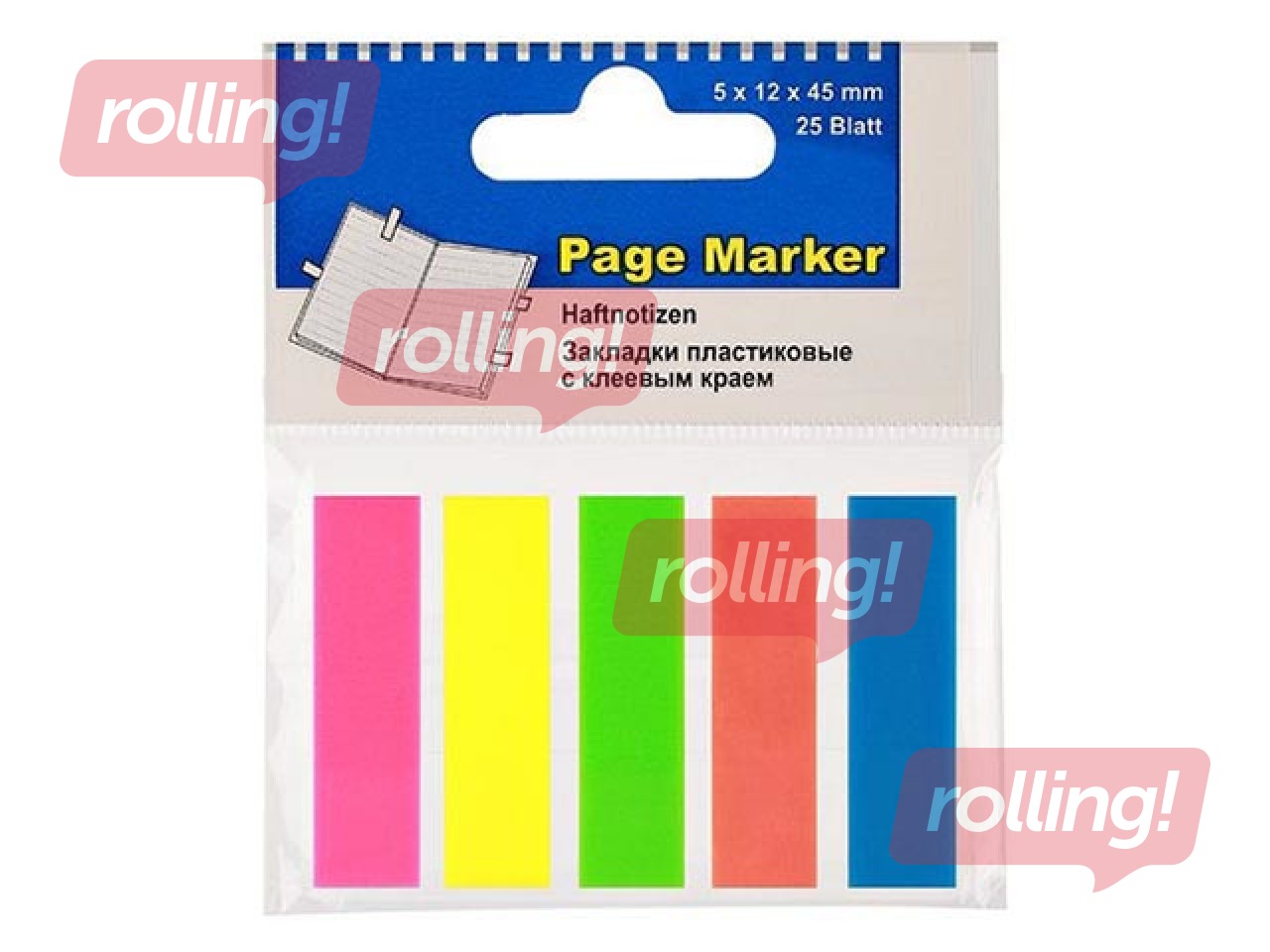 Järjehoidjad Office Point, kile, assortii, 45x12mm, 5х25 lehte