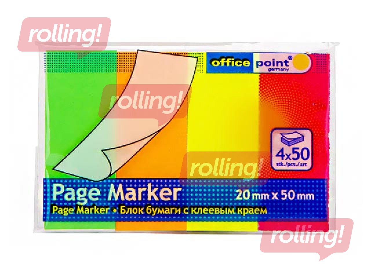 Marķēšanas indeksi papīra Office Point 50x20, 4x50l., dažādas neonkrāsas