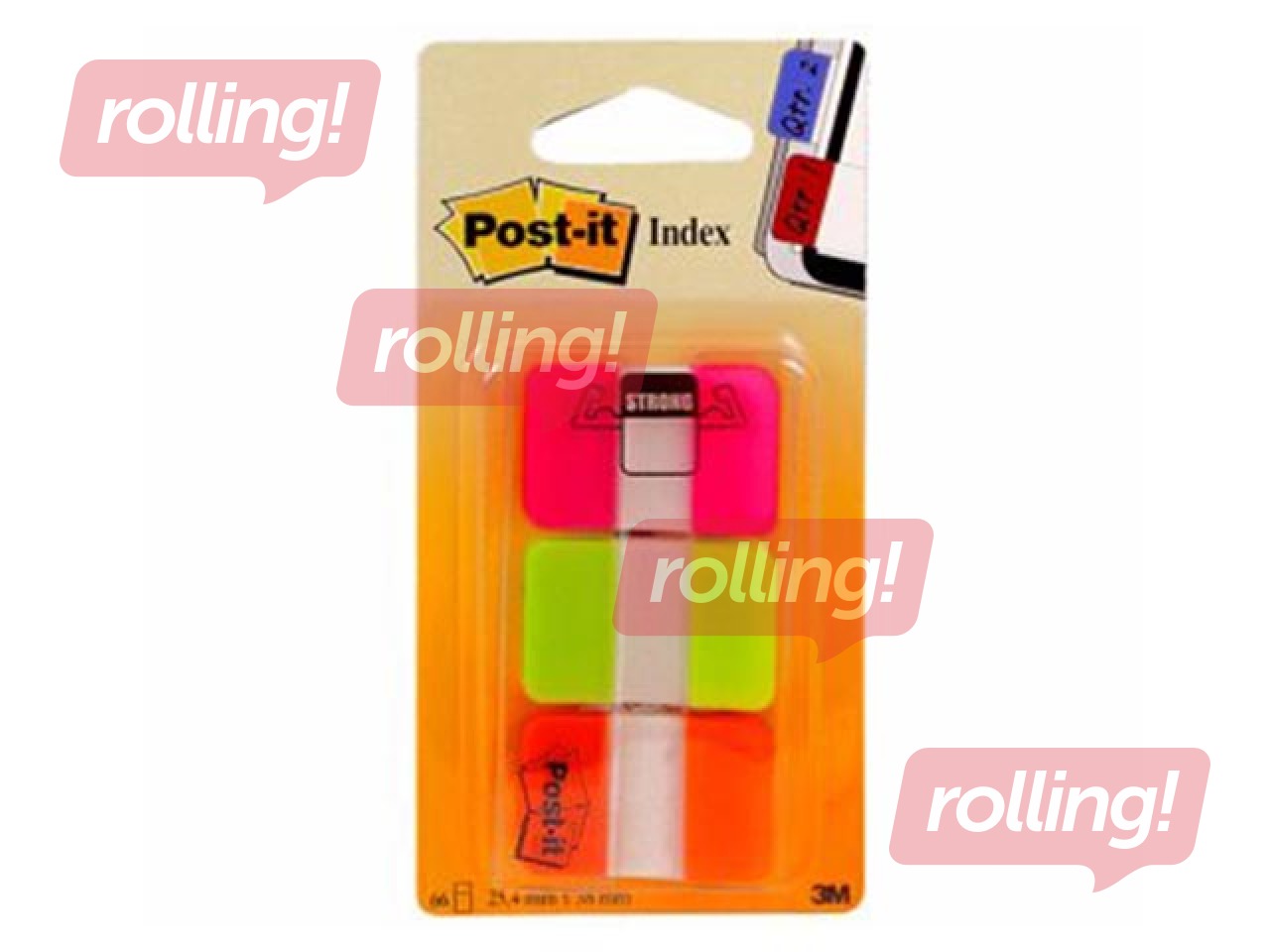 Indeksid Post-it, Strong, roosa/roheline/oranž, 25x38mm