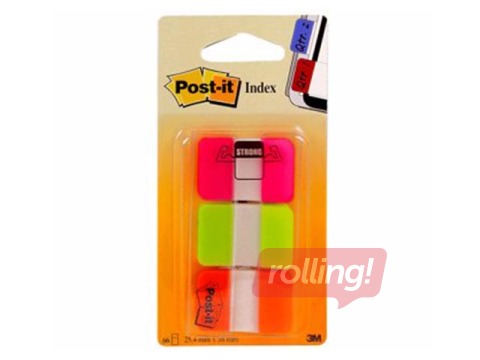 Индексы Post-it, Strong, розовый/зелёный/oранжевый, 25x38mm