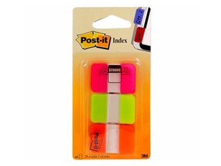 Index tabs, Post-it, Strong, pink/green/orange, 25x38mm