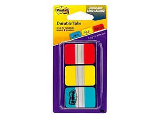 Marķēšanas indeksi Post-it Strong, sarkana/dzeltena/zila, 25x38mm