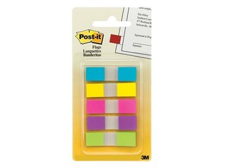 Index tabs, plastic Post-it, colour mix, 12x43mm, 5x20 sheets