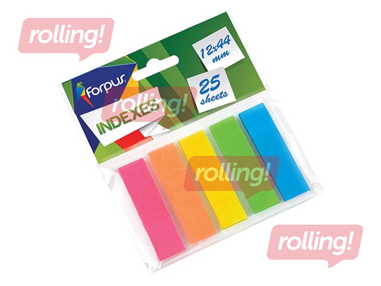 Indeksid Forpus, kilest, assortii, 12x44mm, 5х25 lehte