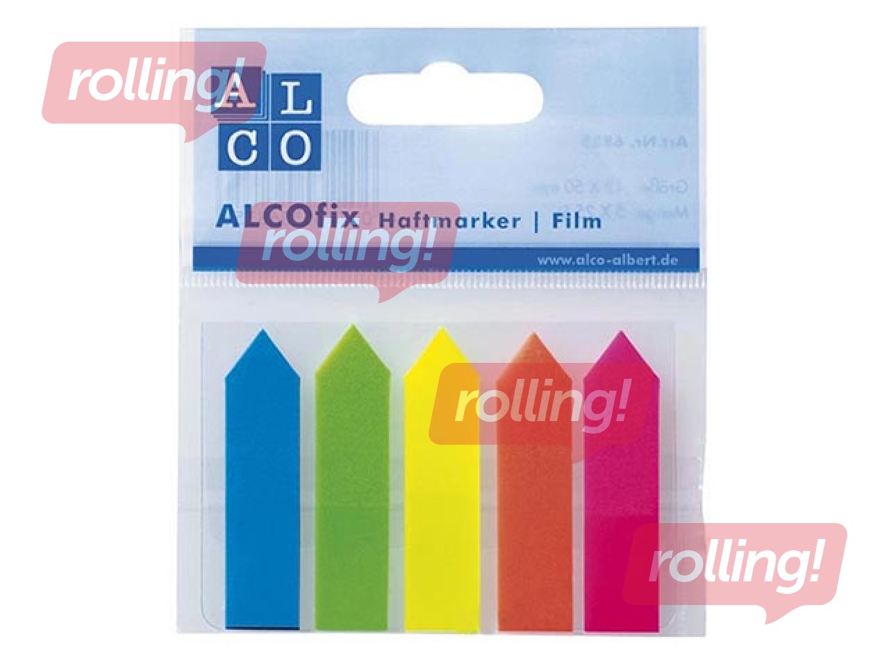Markeerimise indeksid - nooled, plastist, ALCO, erinevad värvid, 12x50mm, 5x25 lehte