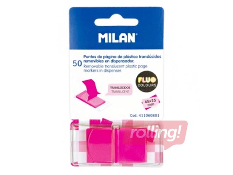 Индексы пластиковые Milan, неоновые розовые, 25x45мм