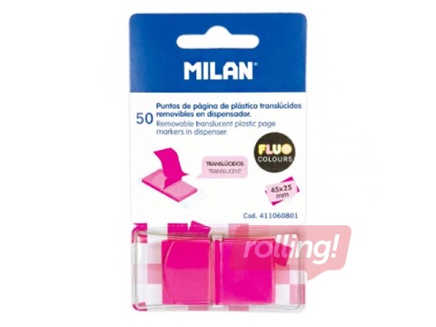 Index tabs Milan, translucent, neon pink, 25x45mm