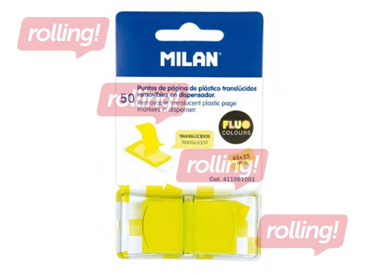 Indeksiribad Milan, läbipaistvad, neoonkollased, 25x45mm