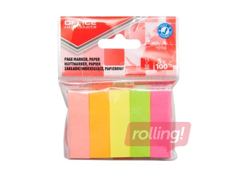 Märgistusindeksid Office Products, paberist, erinevad värvid, 50x15, 5x100 tk. 