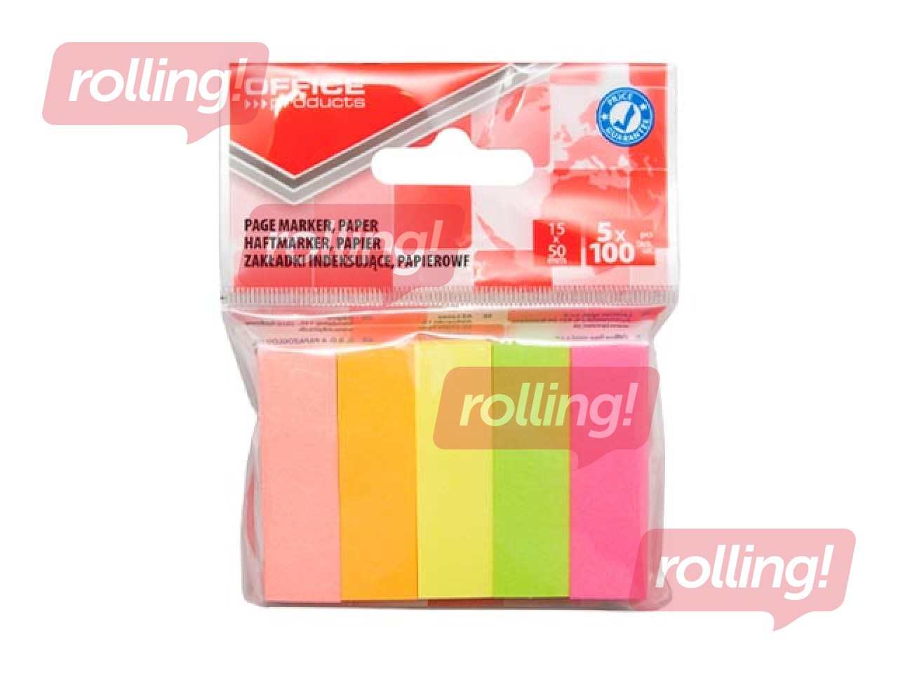 Märgistusindeksid Office Products, paberist, erinevad värvid, 50x15, 5x100 tk. 