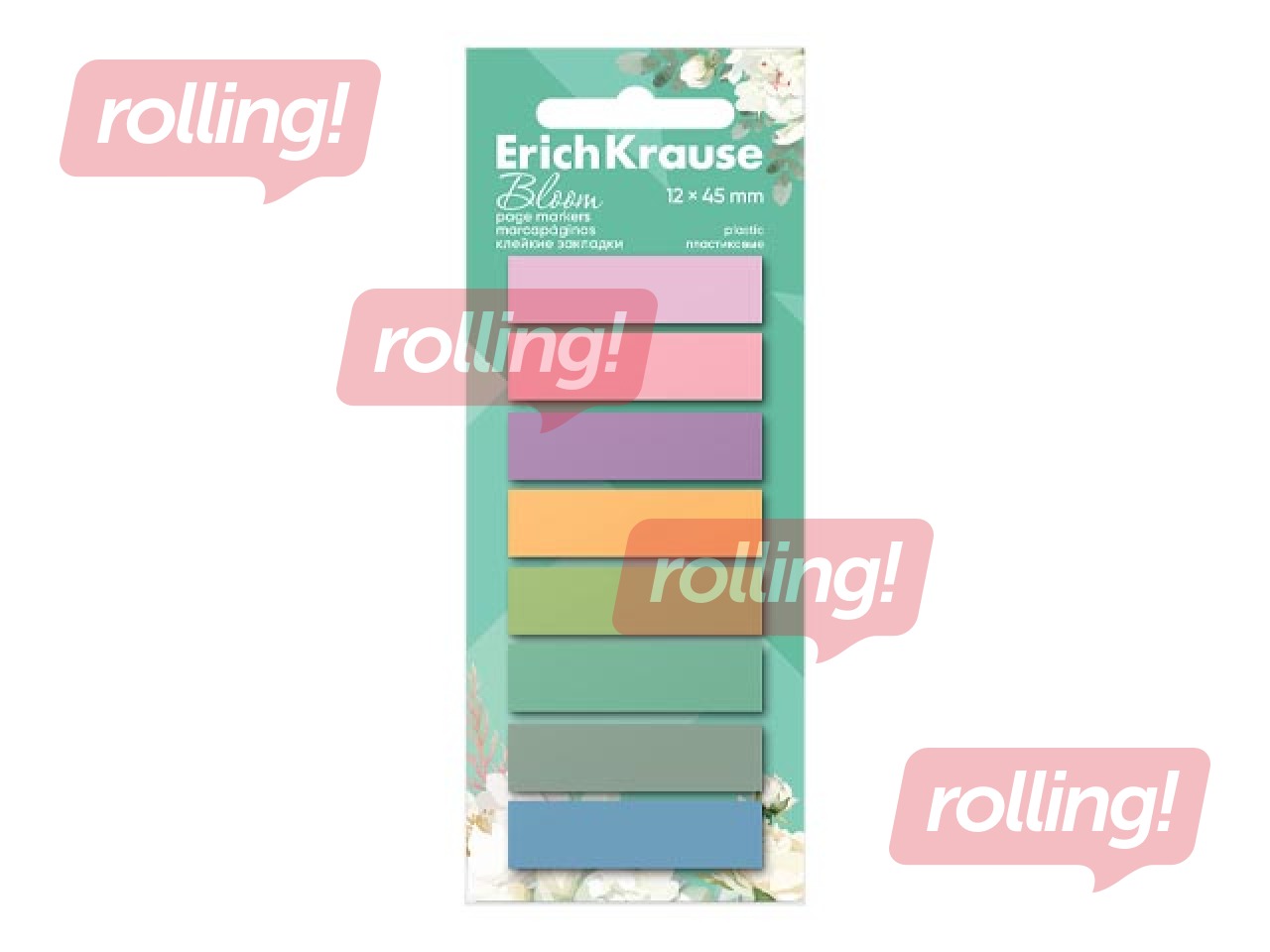 Закладки ErichKrause, Bloom, пластиковые, пастельные цвета, 12x45мм, 160 листов