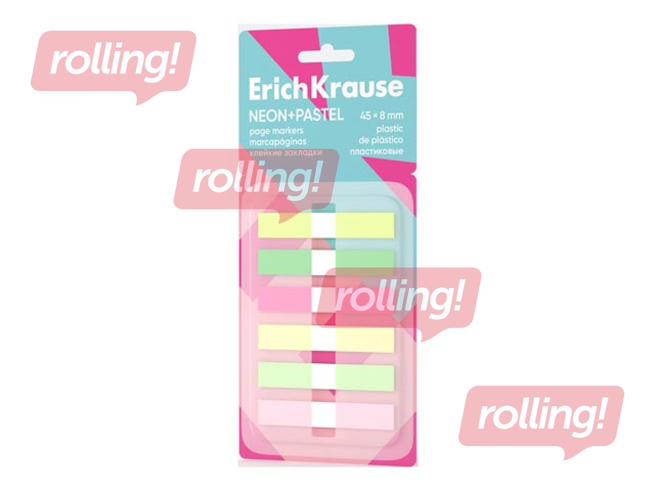 Marķēšanas indeksi ErichKrause, plastikāta, neona+pasteļkrāsas, 8x45mm, 120 lapiņas
