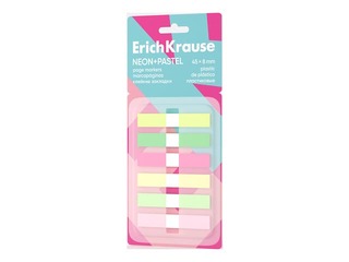 Page markers ErichKrause, plastic, neon+pastel colors, 8x45mm, 120 sheets