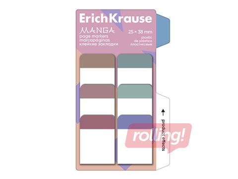 Marķēšanas indeksi ErichKrause Manga, plastikāta, dažādas krāsas, 25x38mm, 60 lapiņas