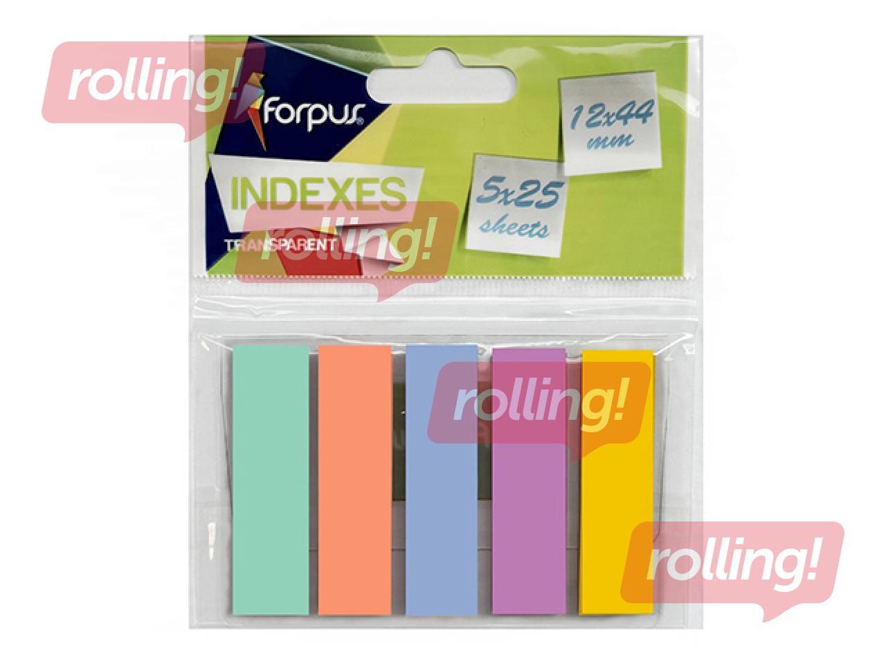 Indeksid Forpus, kilest, assortii, 12x44mm, 5х25 lehte