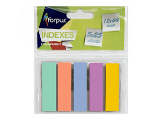 Index tabs Forpus, plastic, assorted, 12x44mm, 5х25 sheets