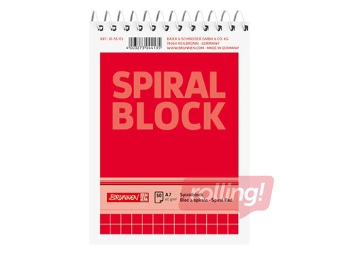 Блокнот на спирали Spiral, A7, в клетку, 50 листов