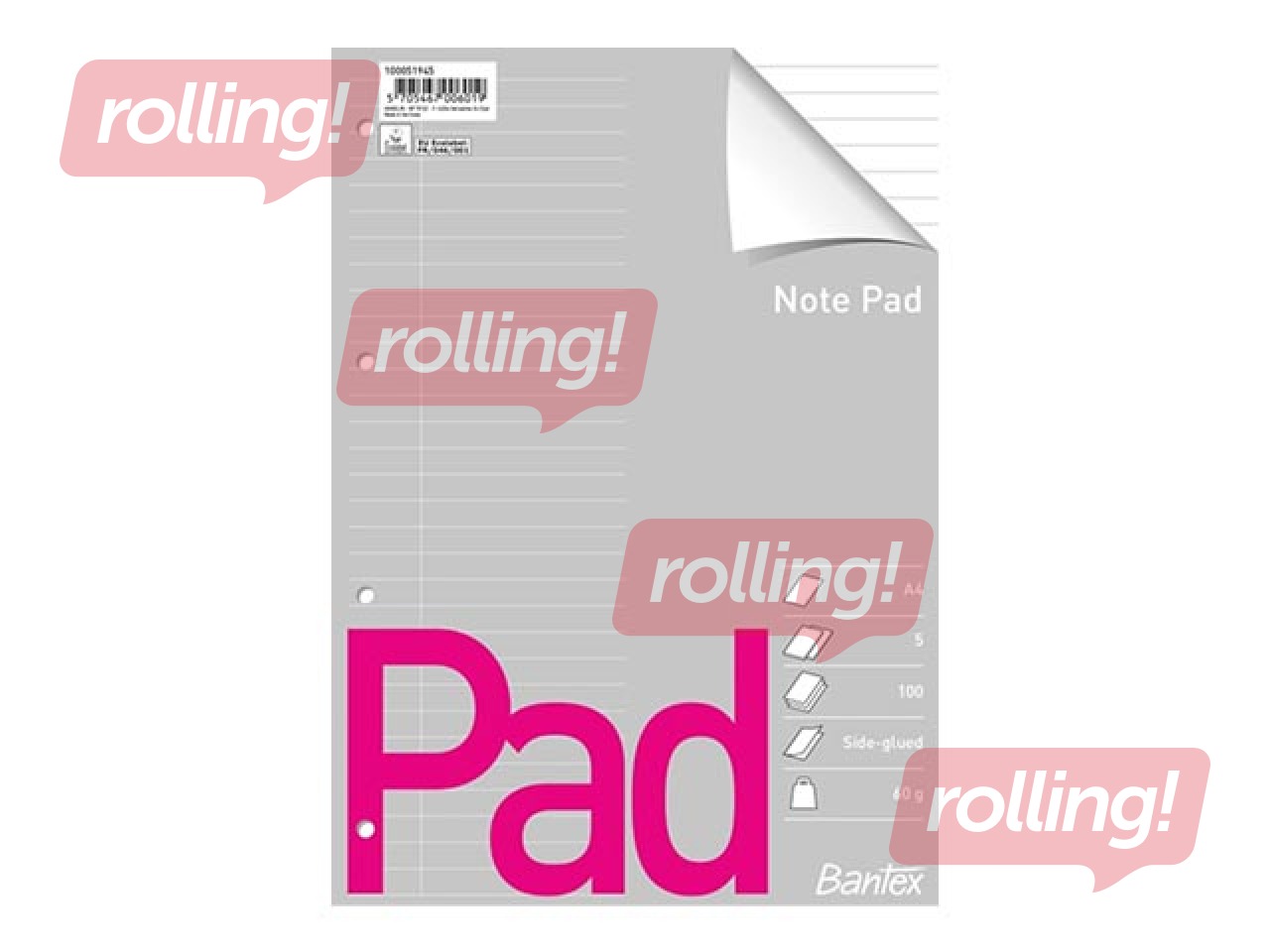 Standardplokk Bantex, A4, jooneline, 100 lehte