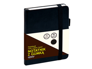 Блокнот Grand в твёрдой обложке с резинкой, чёрный, A6, 80 листов