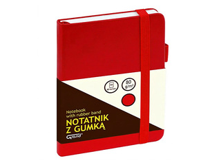 Notebook Grand with elastic band, hard cover, red, A6, 80 sheets