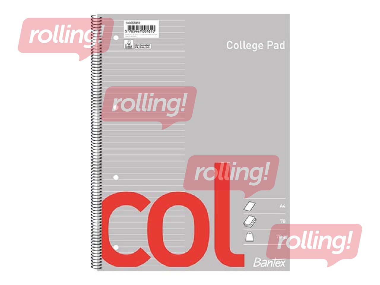 Notepad Bantex, A4+, ruled, 70 sheets