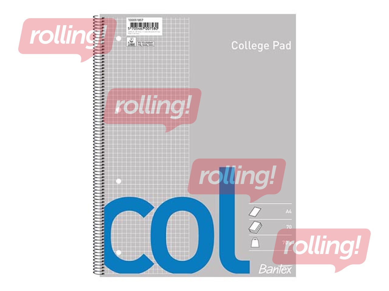 Kaustik Bantex, A4+, ruuduline, 70 lehte