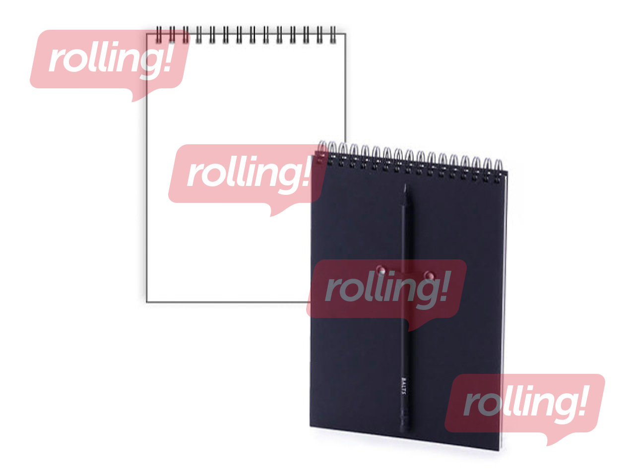 Notebook with spiral, white pages, black, A5