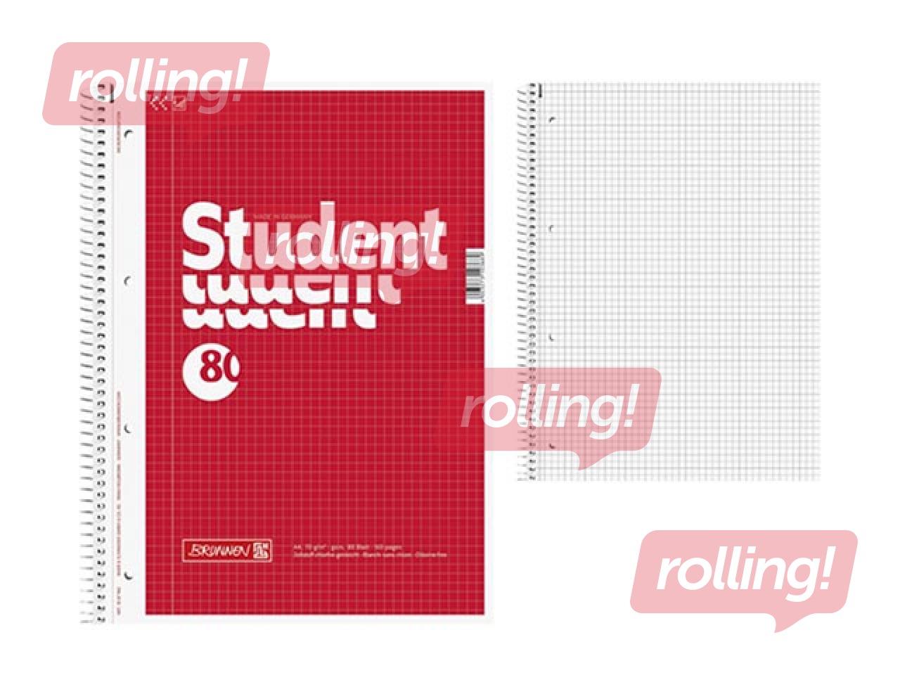 Klade ar spirāli, Student, A4, rūtiņu, 80 lapas