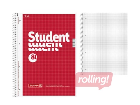 Notebook with spiral, Student, A4, box, 80 sheets