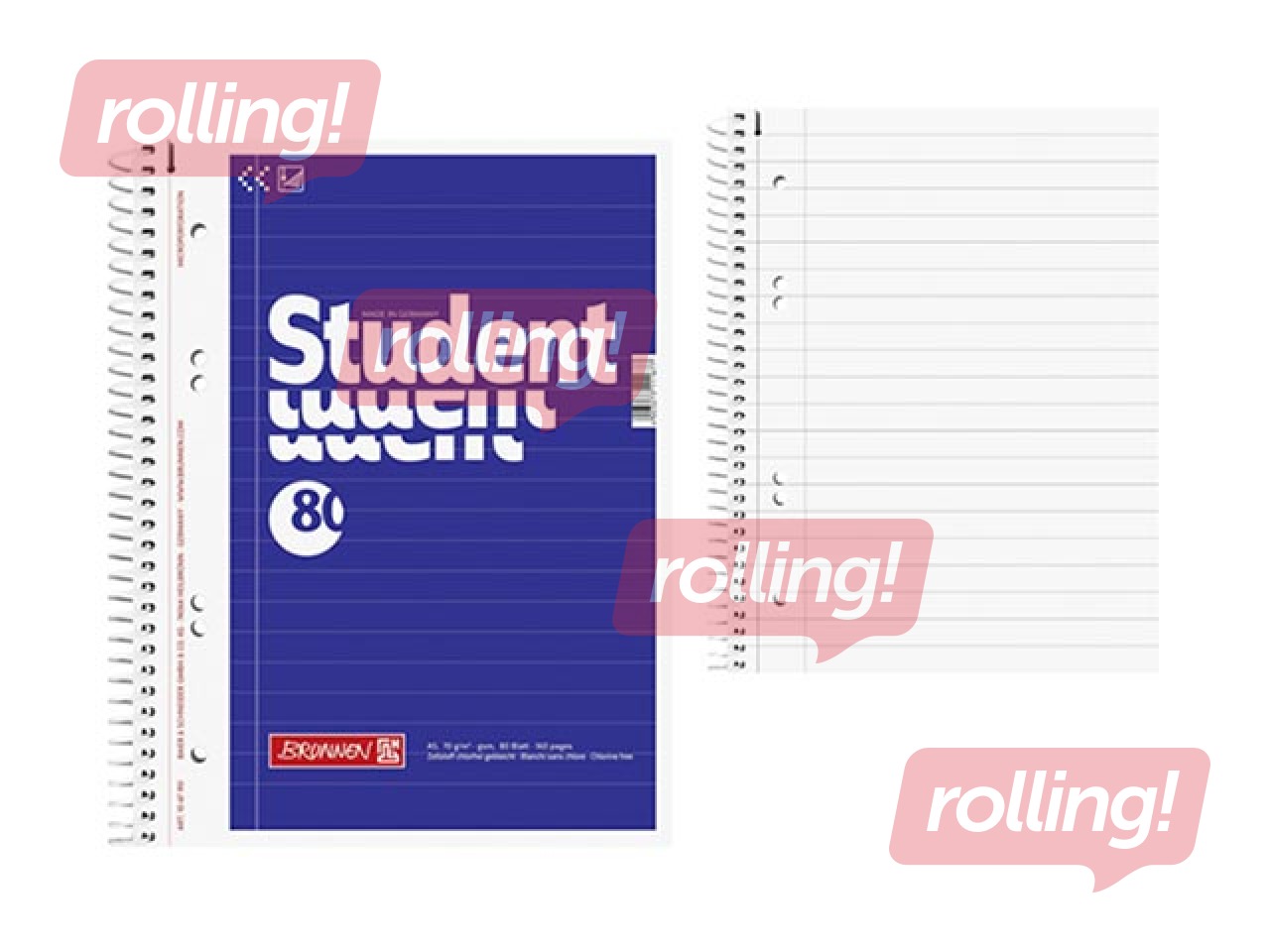Kaustik spiraalköitega, Student, A5, jooneline, 80 lehte