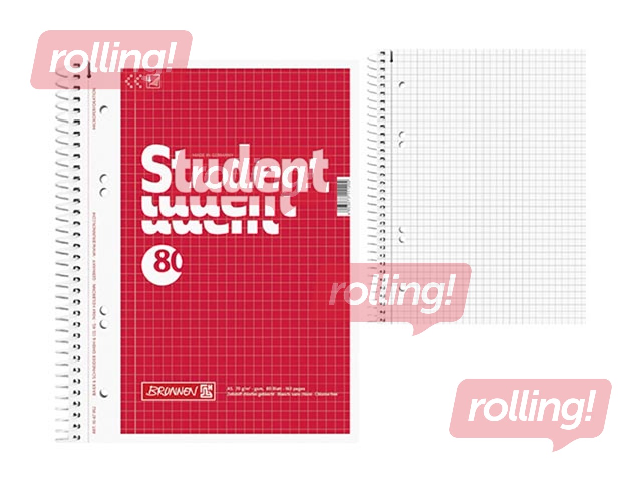 Тетрадь на спирали Student, A5, в клетку, 80 листов
