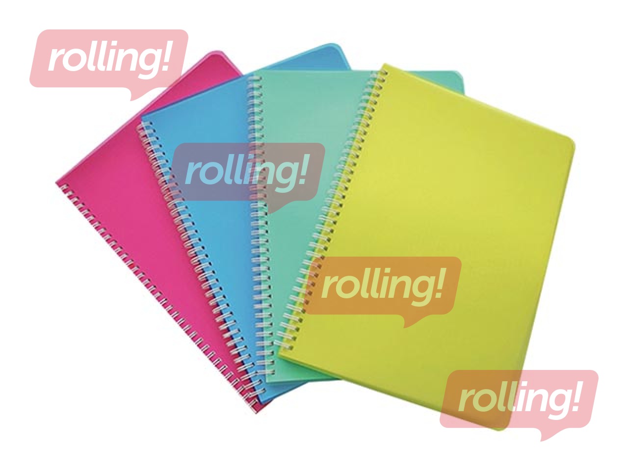 Kaustik SM·LT, spiraalköitega, plastikust kaaned, A4/96 lk, ruuduline, assortii