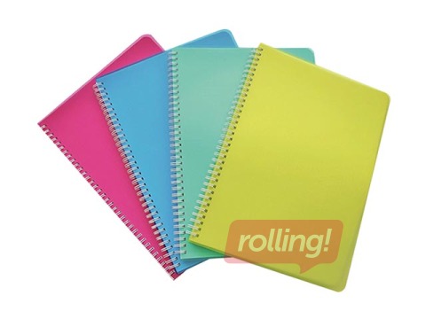 Notebook SM·LT, spiral bound, plastic covered, A4/96sh, grid,asorted