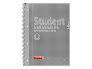 Notebook with spiral, Colour, A4, squared, silver, 80 sheets