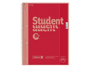 Notebook with spiral, Colour, A4, red, squared, 80 sheets
