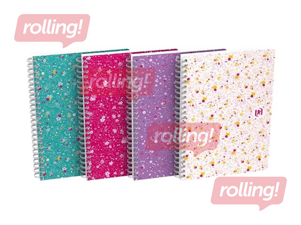 Klade ar spirāli Oxford Floral, A5, rūtiņu, 60 lapas