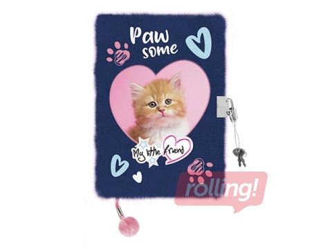 Diary with a key, A5, kitten, lined