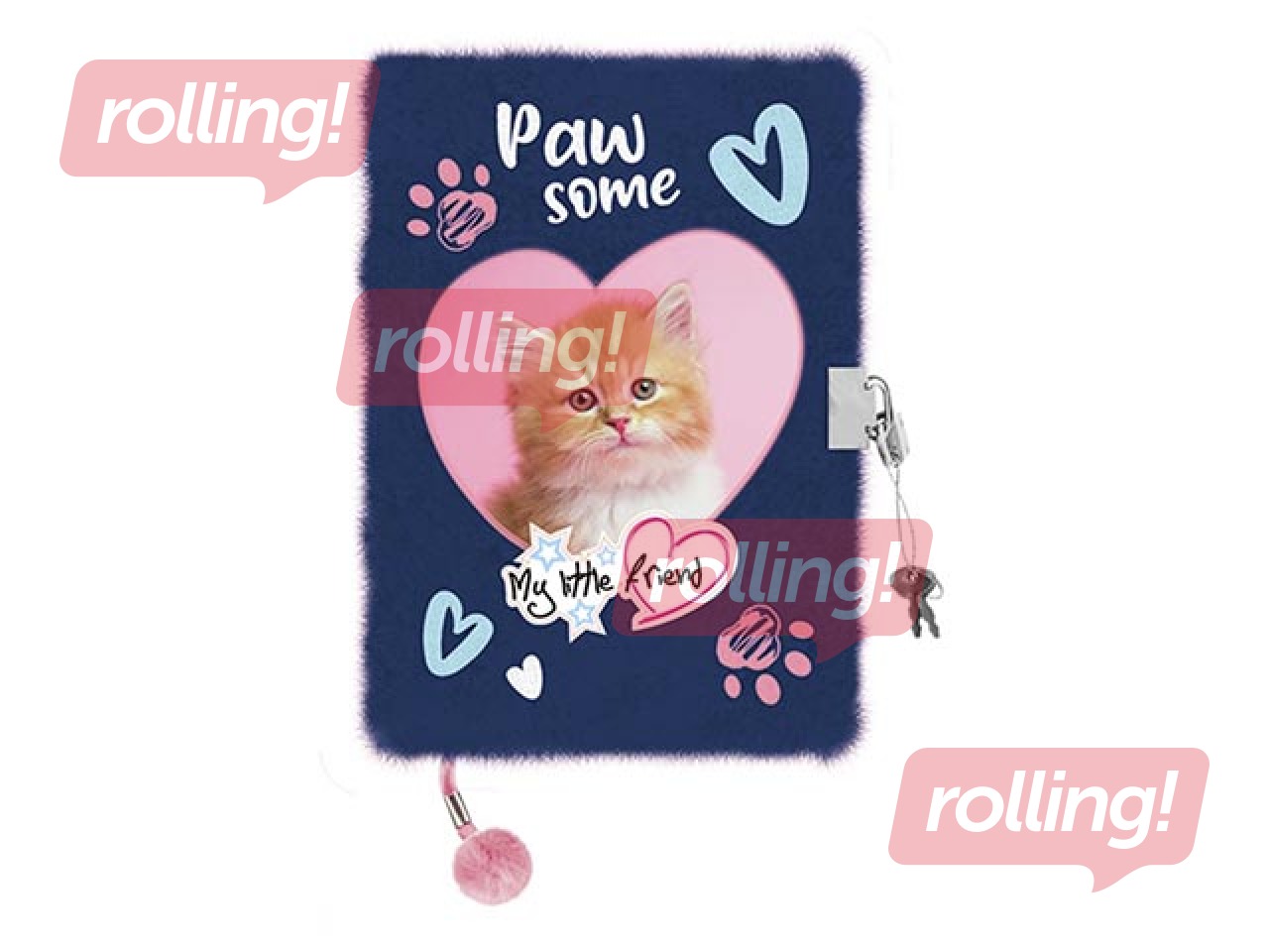 SALE Diary with a key, A5, kitten, lined