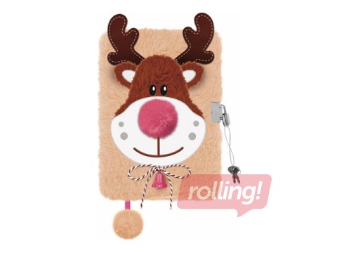 SALE Võtmega päevik, A5, hirv Rudolph, voodriga