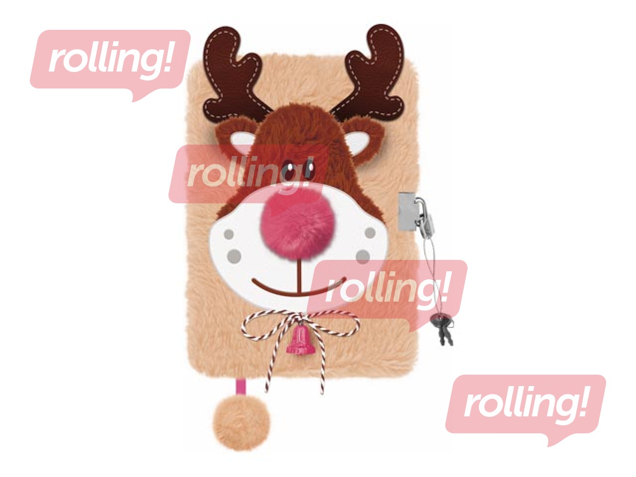 SALE Võtmega päevik, A5, hirv Rudolph, voodriga