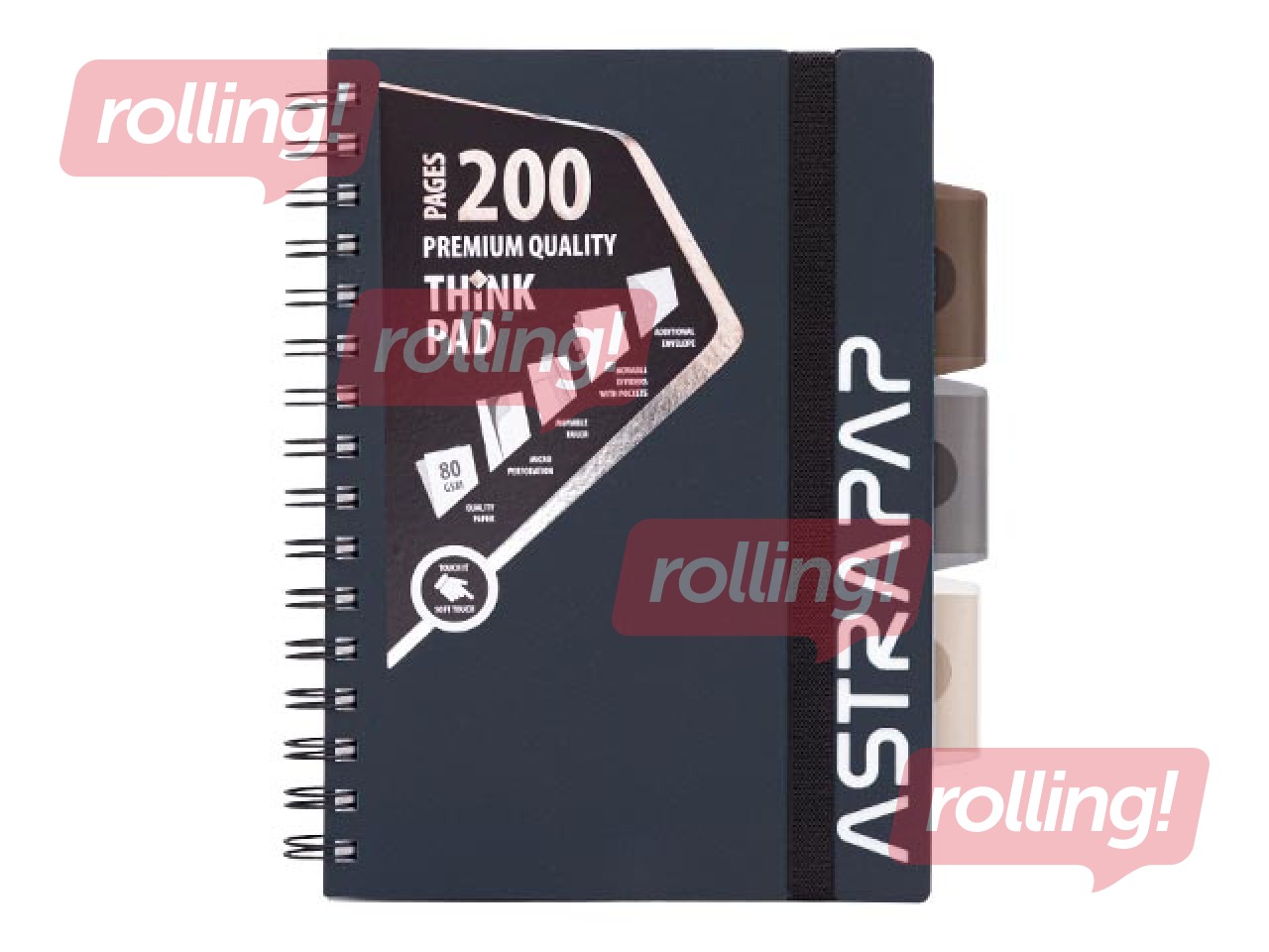 Kaustik Astra 4-osaline, A5, ruuduline, erinevad värvid, 200 lehte