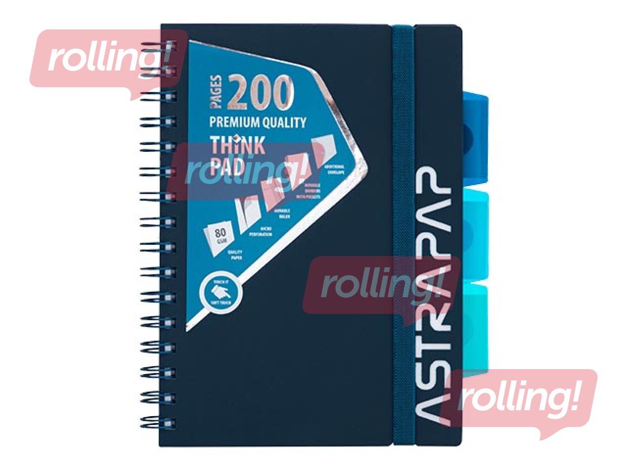 Kaustik Astra 4-osaline, A5, ruuduline, erinevad värvid, 200 lehte