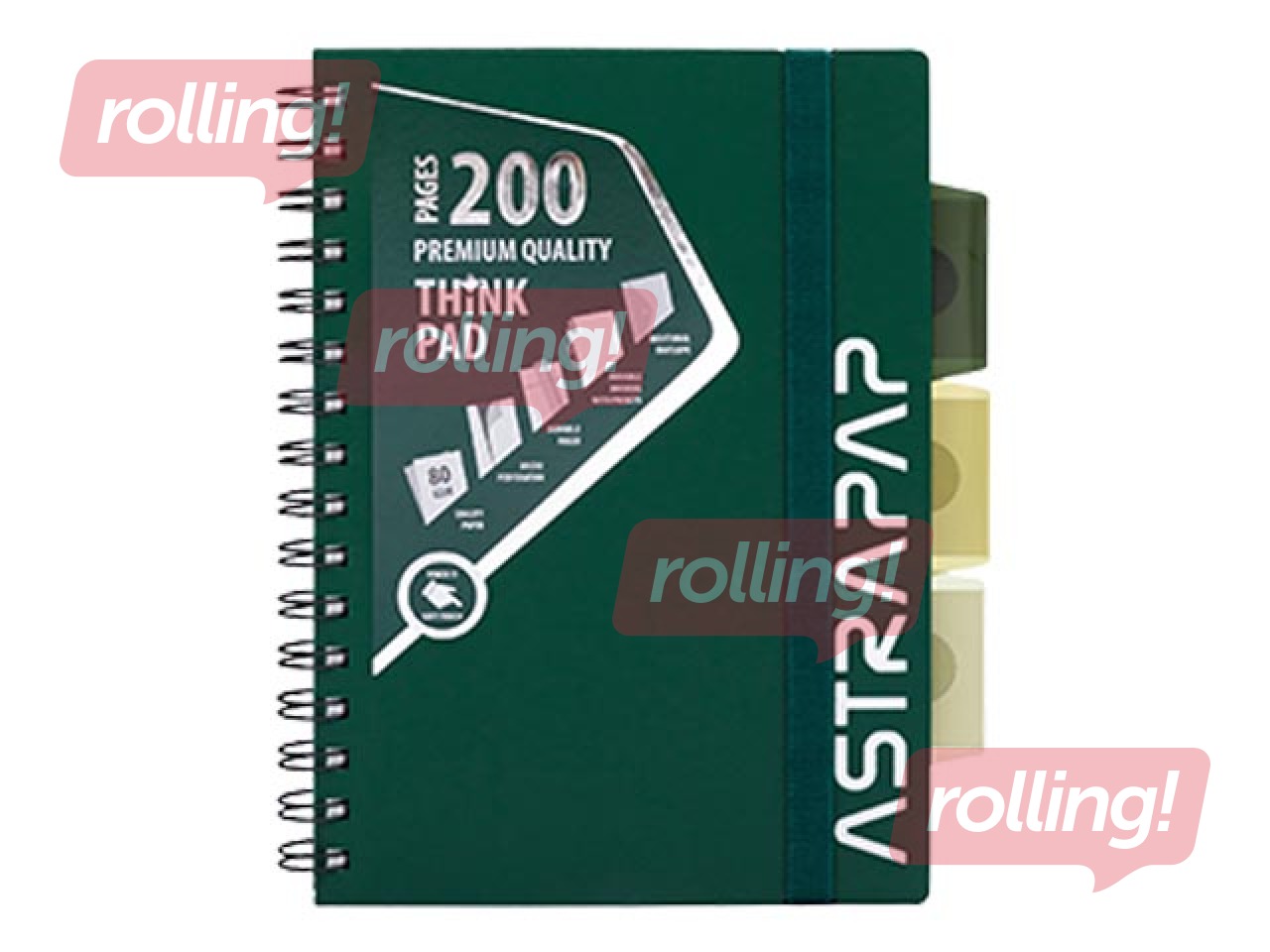 Kaustik Astra 4-osaline, A5, ruuduline, erinevad värvid, 200 lehte